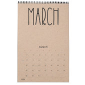 Modern Rustic Kraft met zwarte agenda Kalender (Mar 2026)