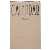 Modern Rustic Kraft met zwarte agenda Kalender (Hoes)