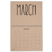 Modern Rustic Kraft met zwarte agenda Kalender (Mar 2027)