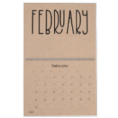 Modern Rustic Kraft met zwarte agenda Kalender (Feb 2027)