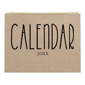 Modern Rustic Kraft met zwarte agenda Kalender