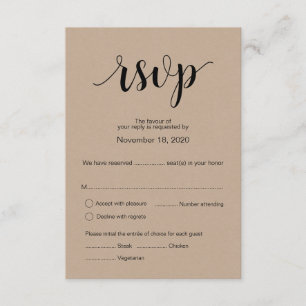 Modern Rustic Kraft trouwrsvp Informatiekaartje