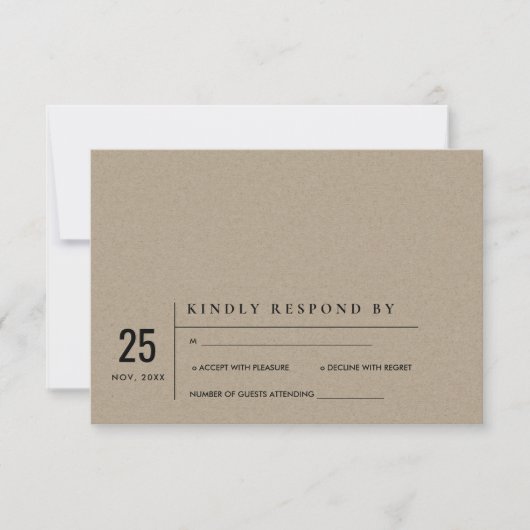 MODERN RUSTIC KRAFT TYPOGRAPHY WEDDING RSVP KAART (Voorkant)