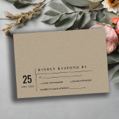 MODERN RUSTIC KRAFT TYPOGRAPHY WEDDING RSVP KAART