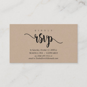 Modern Rustic Kraft, Zwart lettertype, RSVP reager Informatiekaartje