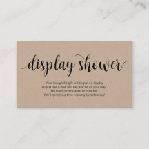 Modern Rustic Kraft, zwart script, display Shower