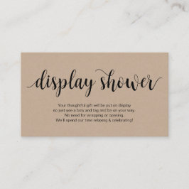 Modern Rustic Kraft, zwart script, display Shower Informatiekaartje