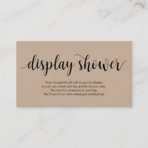 Modern Rustic Kraft, zwart script, display Shower Informatiekaartje