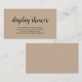 Modern Rustic Kraft, zwart script, display Shower Informatiekaartje (Voorkant / Achterkant)