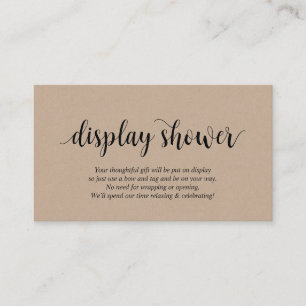 Modern Rustic Kraft, zwart script, display Shower Informatiekaartje