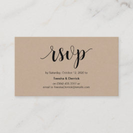 Modern Rustic, Kraft, zwart Script, online RSVP Informatiekaartje