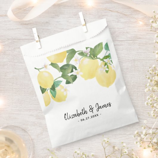 Modern Rustic Lemon Waterverf Summer Wedding Bedankzakje (Geknipt)