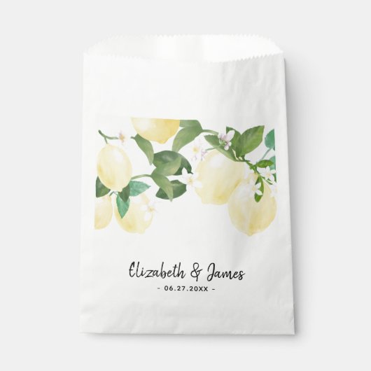 Modern Rustic Lemon Waterverf Summer Wedding Bedankzakje (Voorkant)