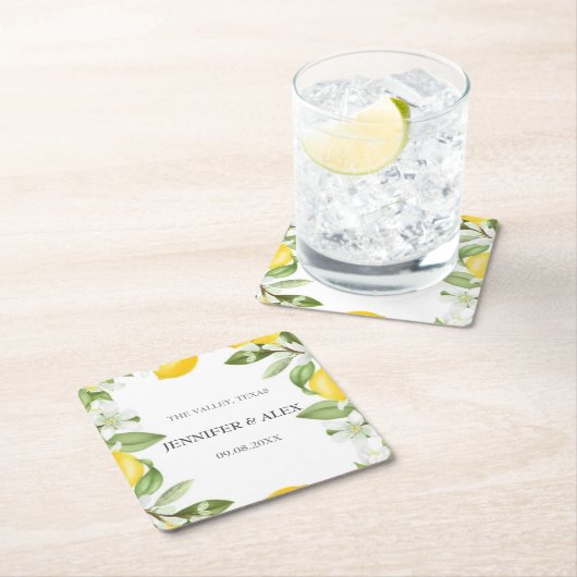 Modern Rustic Lemons Custom Boho Gifts Wedding Kartonnen Onderzetters (Insitu)