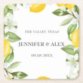 Modern Rustic Lemons Custom Boho Gifts Wedding Kartonnen Onderzetters (Voorkant)