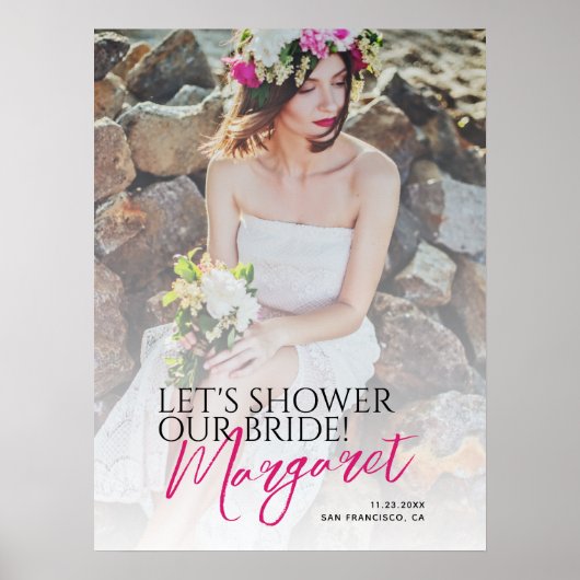 Modern Rustic Let's Shower Our Bride Welkom Bord Poster (Voorkant)