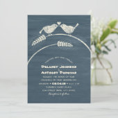 Modern Rustic Love Bird Wedding Country Wood Kaart (Staand voorkant)