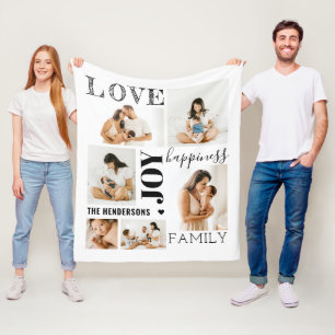 Modern Rustic Love Family 6-Photo Collage Fleece Deken