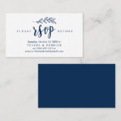 Modern Rustic, marineblauw, bruiloft Party RSVP Informatiekaartje (Voorkant / Achterkant)