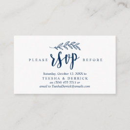 Modern Rustic, marineblauw, bruiloft Party RSVP Informatiekaartje