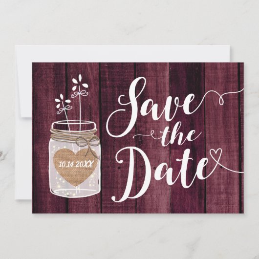 Modern Rustic Mason Jar Wedding Save the Date (Voorkant)