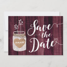 Modern Rustic Mason Jar Wedding Save the Date