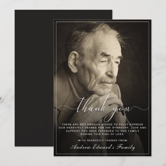 Modern Rustic Memorial Bereavement Funeral Foto Bedankkaart (Voorkant / Achterkant)