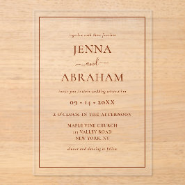 Modern Rustic Minimal Elegant  Acryl Uitnodigingen