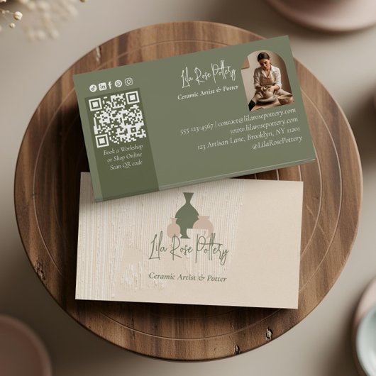 Modern Rustic Minimal Handmade Pottery Ceramic Visitekaartje
