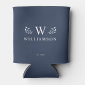 Modern Rustic Monogram Aangepaste naam Blauw Blikjeskoeler (Voorkant)