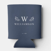 Modern Rustic Monogram Aangepaste naam Blauw Blikjeskoeler (Achterkant)