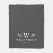 Modern Rustic Monogram Aangepaste naam Grijs Fleece Deken (Voorkant)