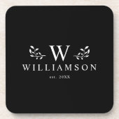 Modern Rustic Monogram Aangepaste naam zwart Bier Onderzetter (Voorkant)