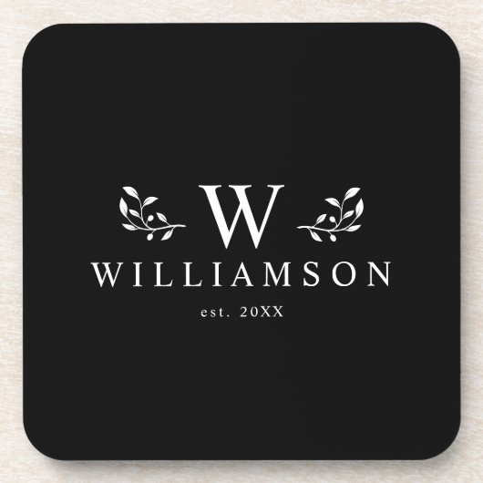 Modern Rustic Monogram Aangepaste naam zwart Bier Onderzetter (Voorkant)