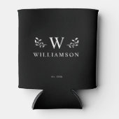 Modern Rustic Monogram Aangepaste naam zwart Blikjeskoeler (Voorkant)
