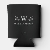 Modern Rustic Monogram Aangepaste naam zwart Blikjeskoeler (Achterkant)