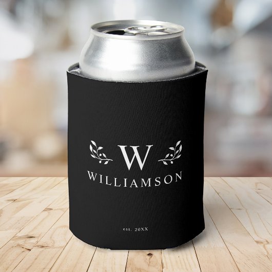 Modern Rustic Monogram Aangepaste naam zwart Blikjeskoeler
