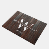 Modern Rustic Monogram Familienaam Hout Deurmat (Schuin)