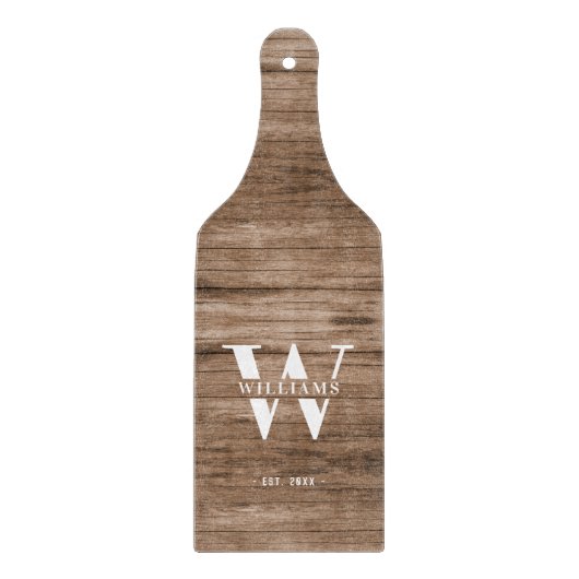 Modern Rustic Monogram Familienaam  Hout Snijplank (Voorkant)