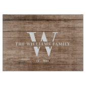 Modern Rustic Monogram Familienaam Hout Snijplank (Voorkant)