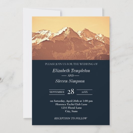 Modern Rustic Mountain Navy Classic Wedding Kaart (Voorkant)