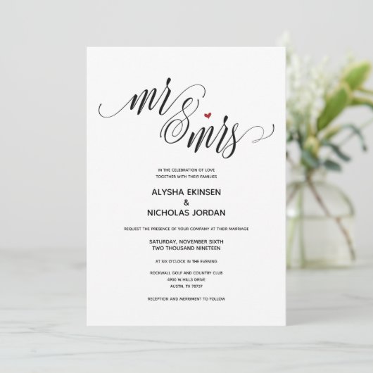 Modern Rustic Mr. en Mrs Wedding Kaart (Staand voorkant)
