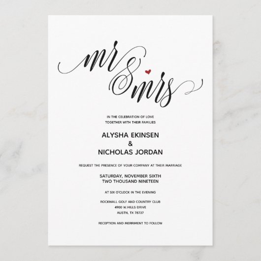Modern Rustic Mr. en Mrs Wedding Kaart (Voorkant)