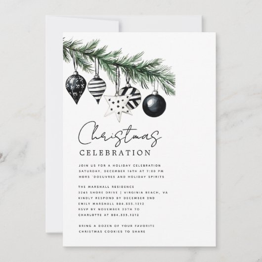 Modern Rustic Nature Christmas Party Invitation  Kaart (Voorkant)