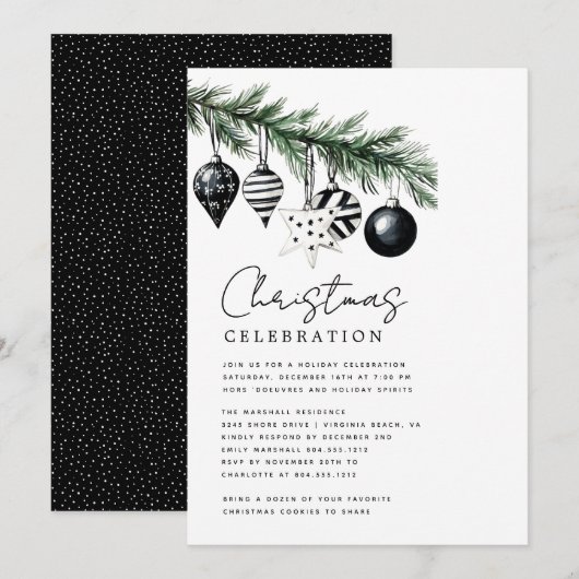 Modern Rustic Nature Christmas Party Invitation  Kaart (Voorkant / Achterkant)