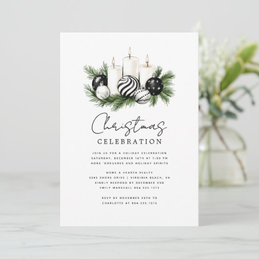 Modern Rustic Nature Christmas Party Invitation Kaart (Staand voorkant)