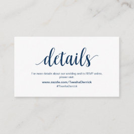 Modern Rustic, Navy Blue, bruiloft Details, RSVP Informatiekaartje