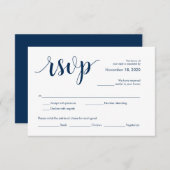 Modern Rustic, Navy Blue font, RSVP Enclosure Card Informatiekaartje (Voorkant / Achterkant)
