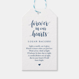 Modern Rustic Navy Blue, Funeral Memorial Service Cadeaulabel