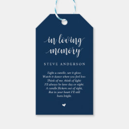 Modern Rustic Navy Blue, Funeral Memorial Service Cadeaulabel